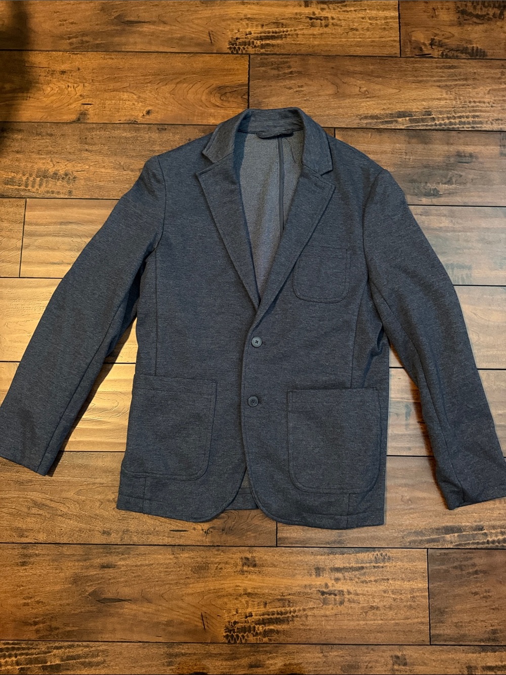 Men's Charcoal Blue Knit Blazer - Unbranded
